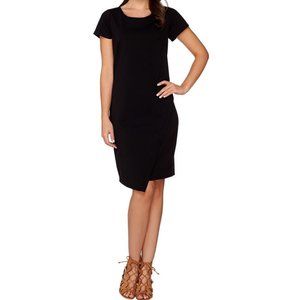NWT LISA RINNA PONTE KNIT FAUX WRAP BLACK DRESS SMALL
